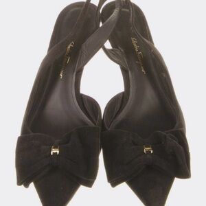 Salvatore Ferragamo Black Velvet Bow Heels